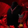 Shining Zircon Set (including necklace, stud earrings), Copper Chain Jewelry Accessories, Fashionable jewelry set for women, simple and elegant Specification image
